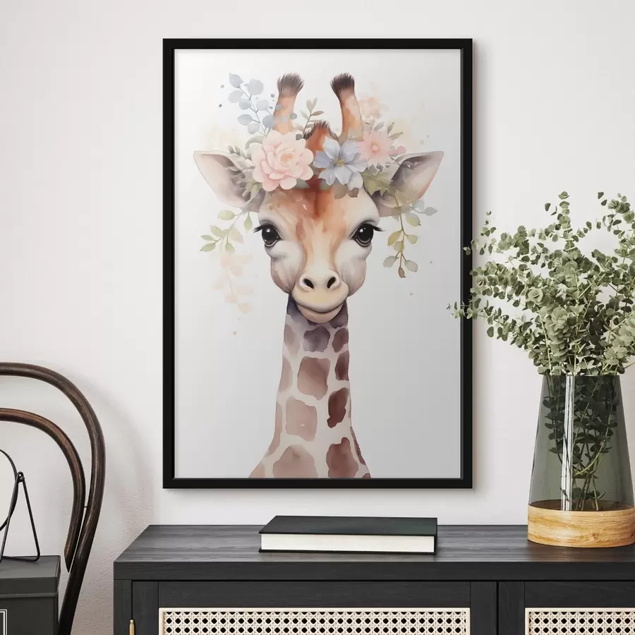 Fototapete Giraffe mit Blumen f46382