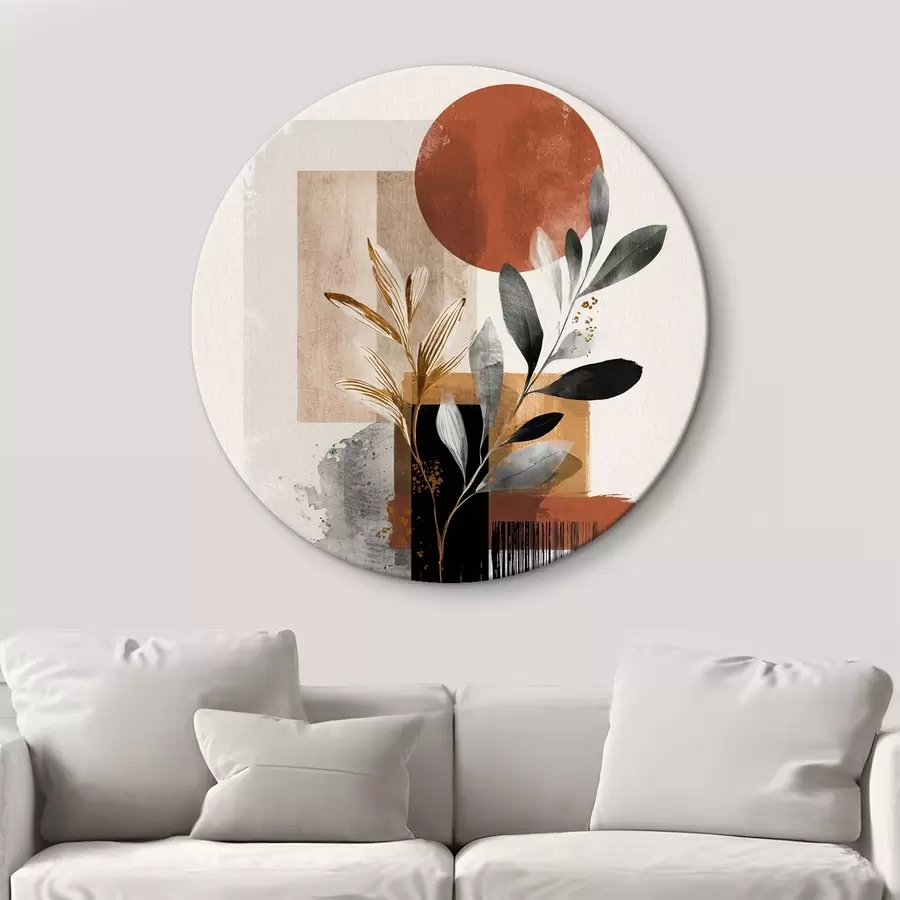 Wandbilder Geometrie und Blätter Abstraktion r46388