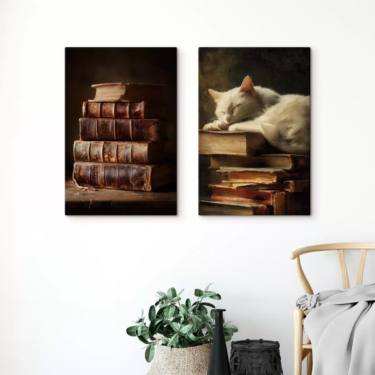 Wandbilder Katze auf Büchern m00918