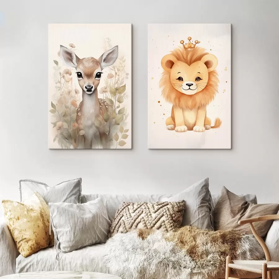 Wandbilder Hirsch und Löwe m00922