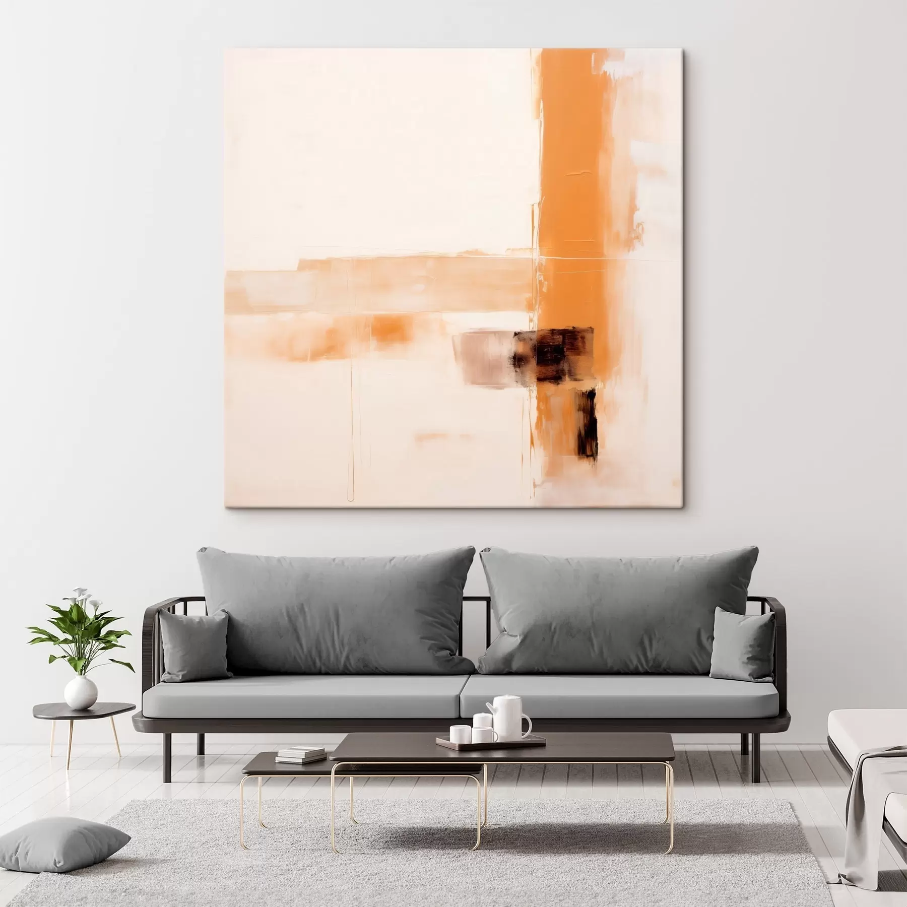 Wandbilder Orange und braune Abstraktion s46307