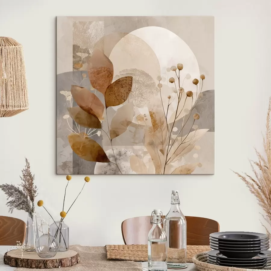 Wandbilder Blumenmuster in Beige und Braun s46308