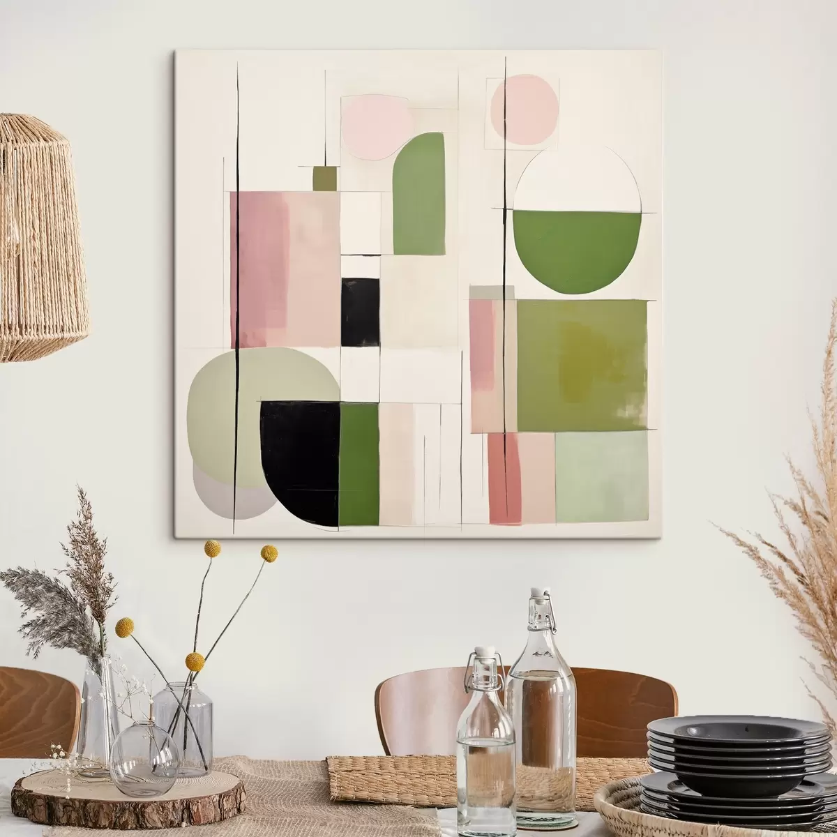 Wandbilder Abstrakte Kunst mit bunten Blöcken und Linien s46313