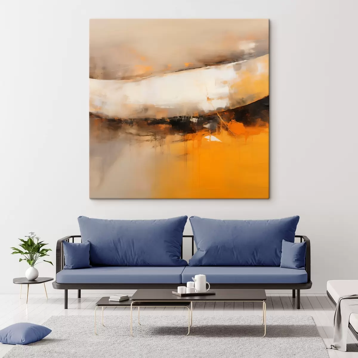 Wandbilder Dynamische Komposition mit Orange- und Dunkeltönen s46318