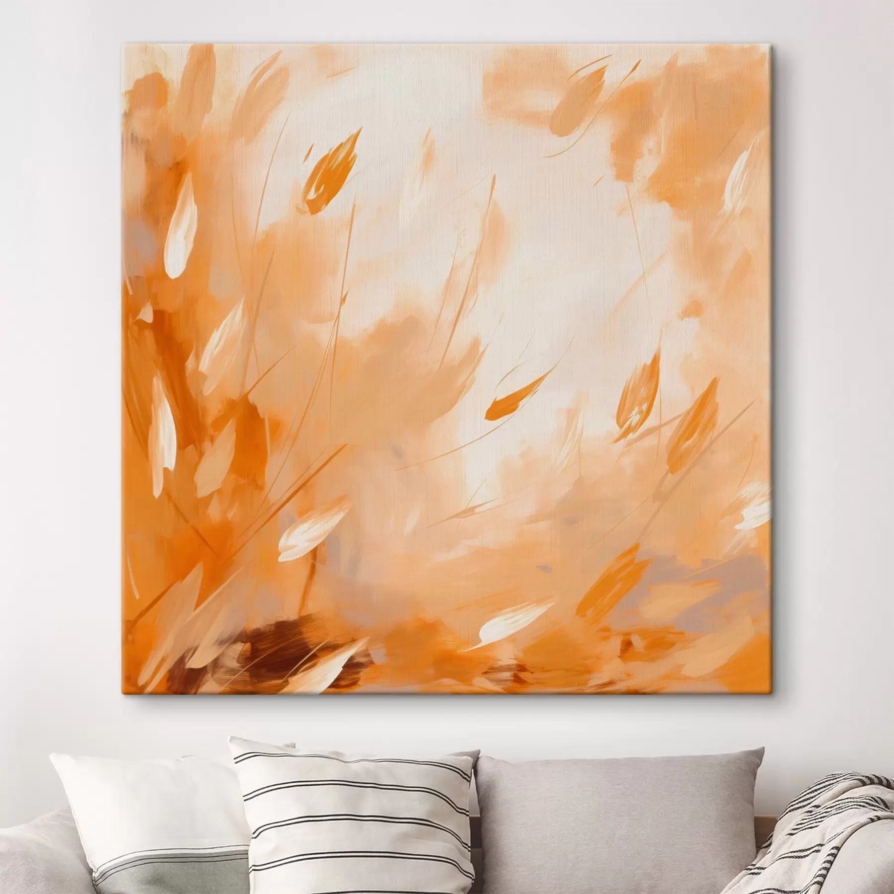 Wandbilder Abstrakte Blütenblätter und Stiele im Ölstil s46319