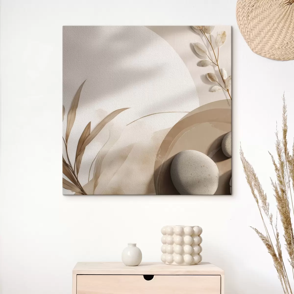 Wandbilder Steine und Schatten an der Wand in Beigetönen s46311