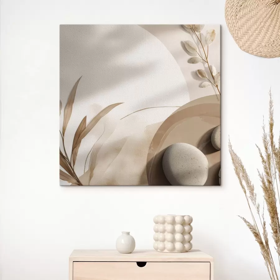 Wandbilder Steine und Schatten an der Wand in Beigetönen s46311