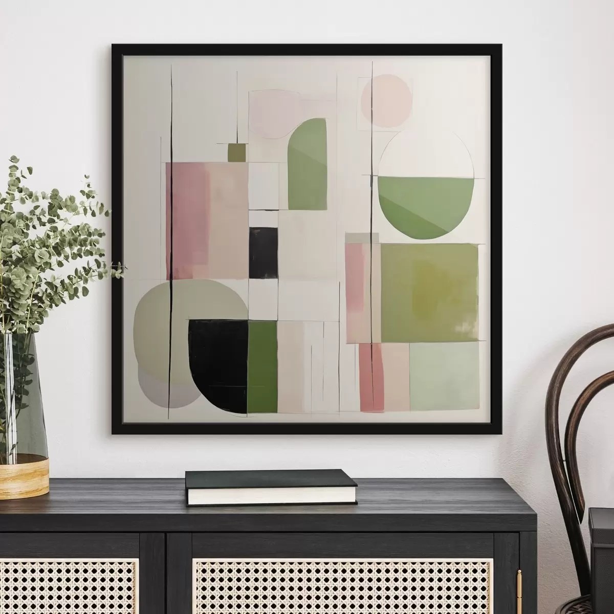 Poster Abstrakte Kunst mit bunten Blöcken und Linien f46313