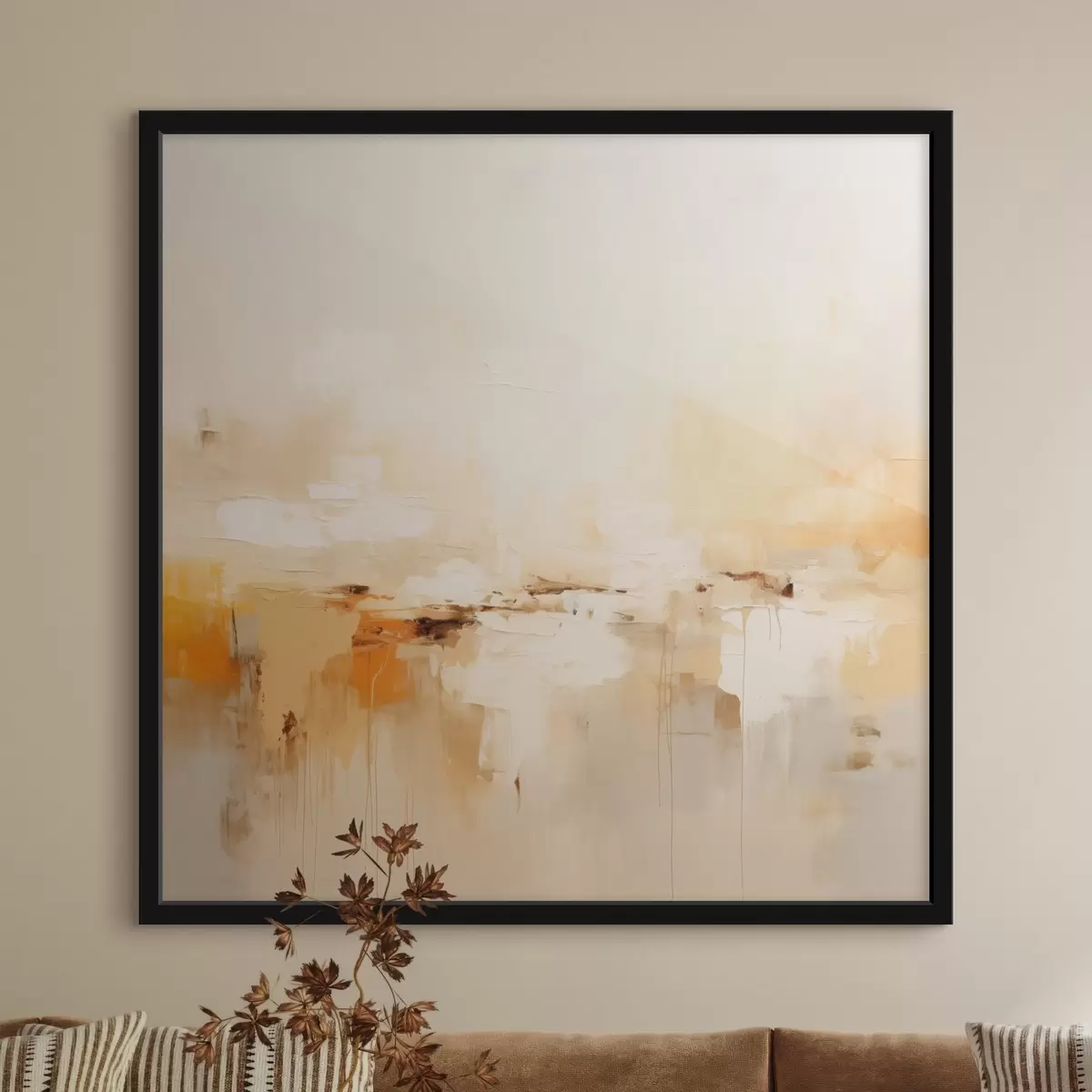 Poster Leichte Öl-Abstraktion mit orangefarbenen Akzenten f46315