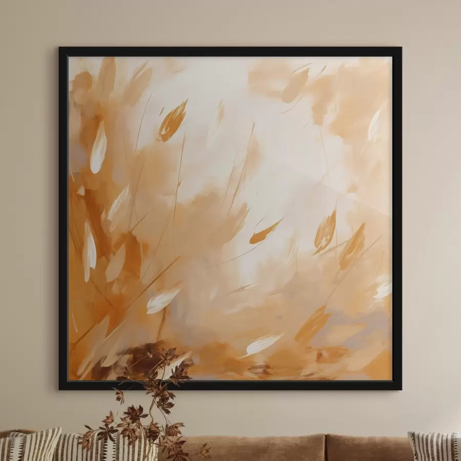 Fototapete Abstrakte Blütenblätter und Stiele im Ölstil f46319