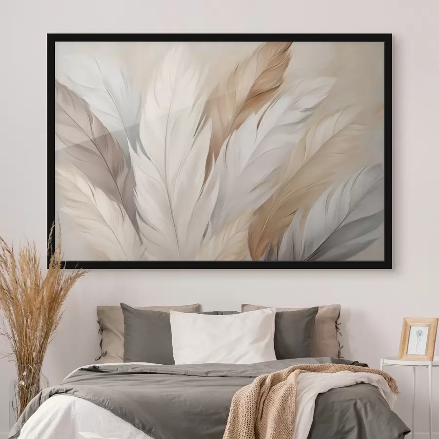 Fototapete Weiche Federn in Beige- und Grautönen f46190