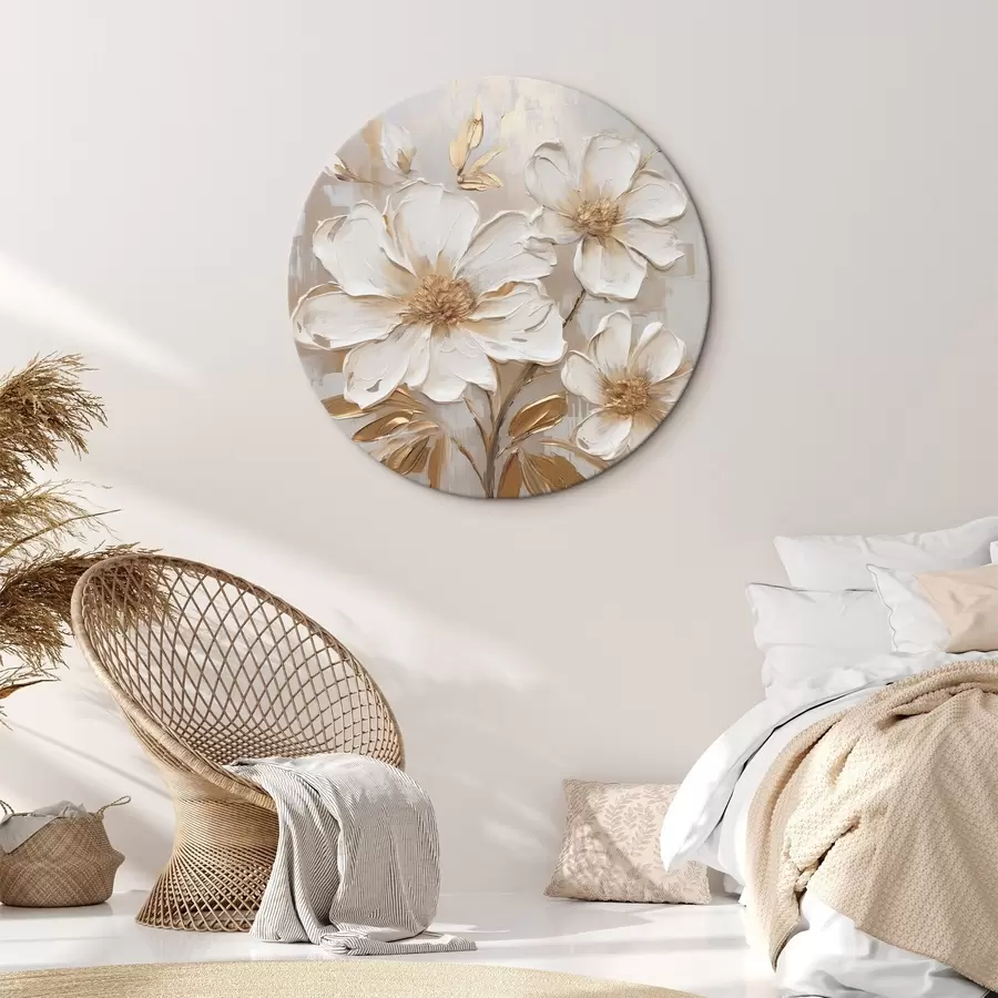 Wandbilder Strukturierte Blumen auf hellem Hintergrund mit warmen Farbtönen r46166