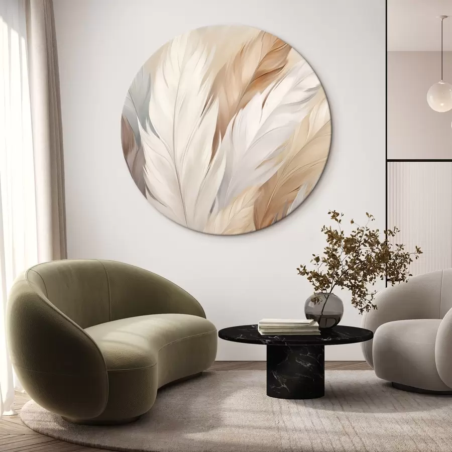 Wandbilder Weiche Federn in Beige- und Grautönen r46190