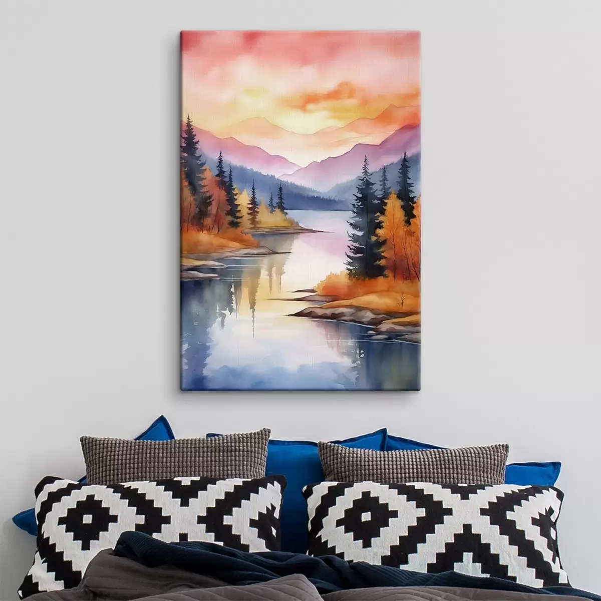 Wandbilder Herbstlandschaft am See mit strahlendem Himmel s46155