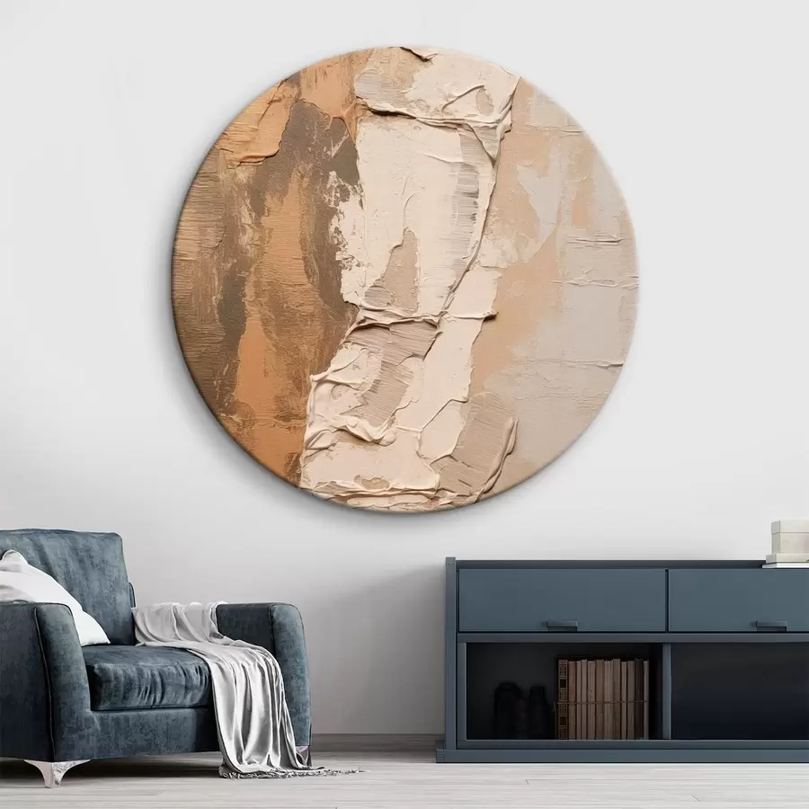 Wandbilder Abstrakte Malerei mit dicken Pinselstrichen, Beige- und Brauntönen, strukturierter Oberfläche und neutraler Farbpalette r46272