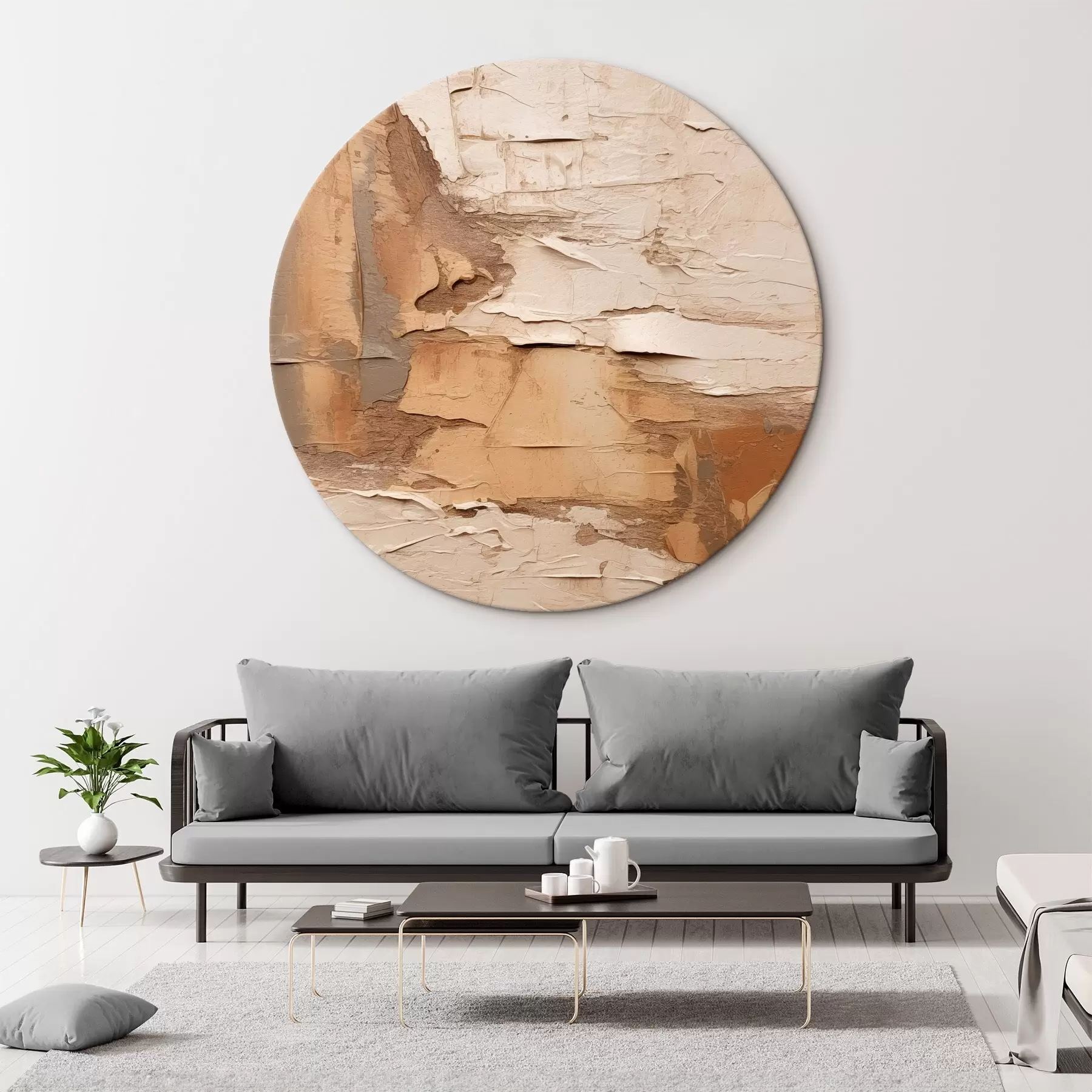 Wandbilder Abstrakte Malerei mit dicken Pinselstrichen, Beige- und Brauntönen, strukturierter Oberfläche und neutraler Farbpalette r46273