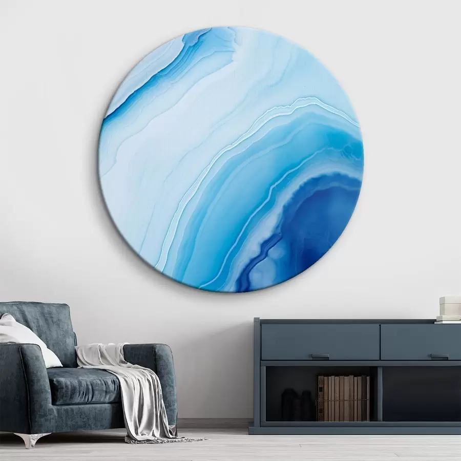 Wandbilder Abstrakter blau-weißer Achatdruck, wirbelnde Linien und Farbverläufe, glatte Textur, moderne Kunst, minimalistisch r46290