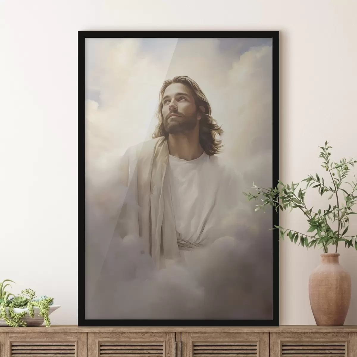 Poster Jesus zwischen den Wolken f46445