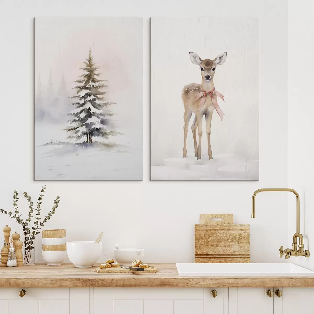 Wandbilder Fichte und Reh m00933