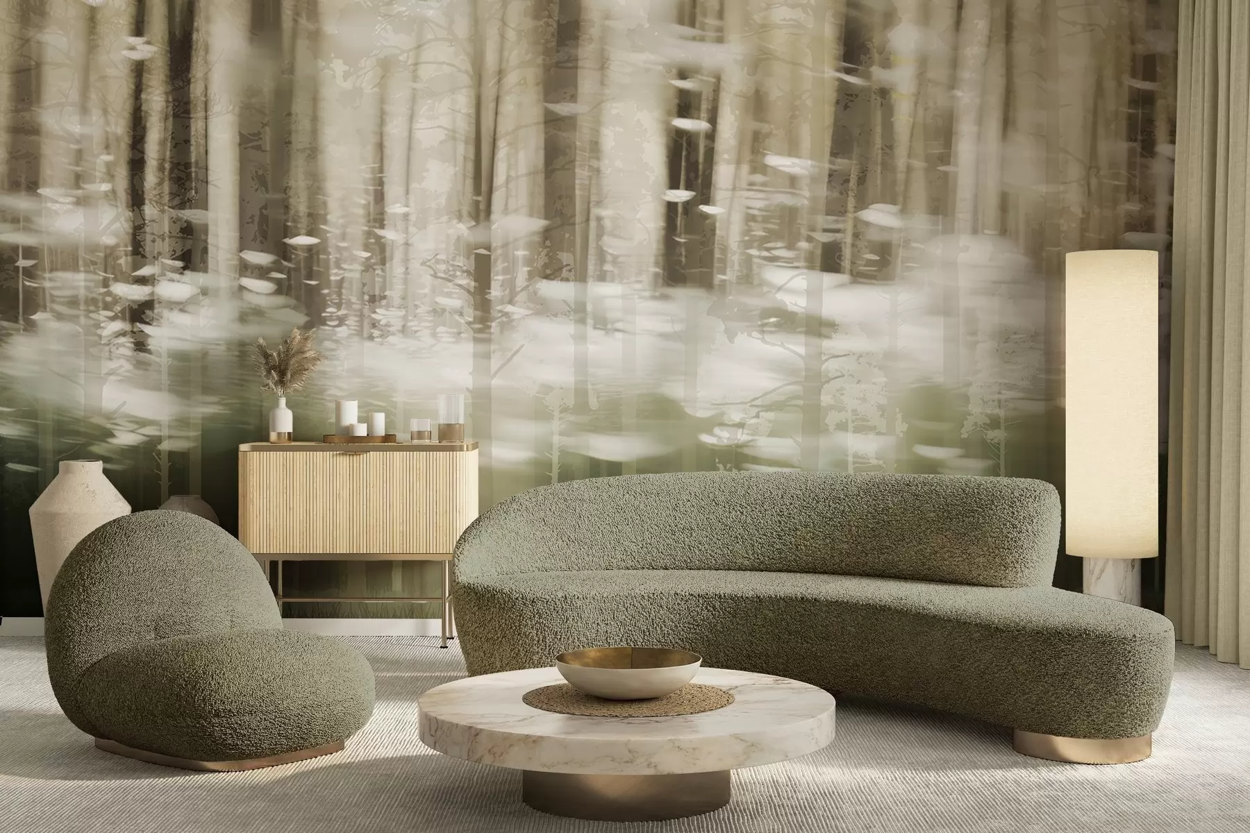 Fototapete Stilisierte Baumstämme in Pastellfarben w04844