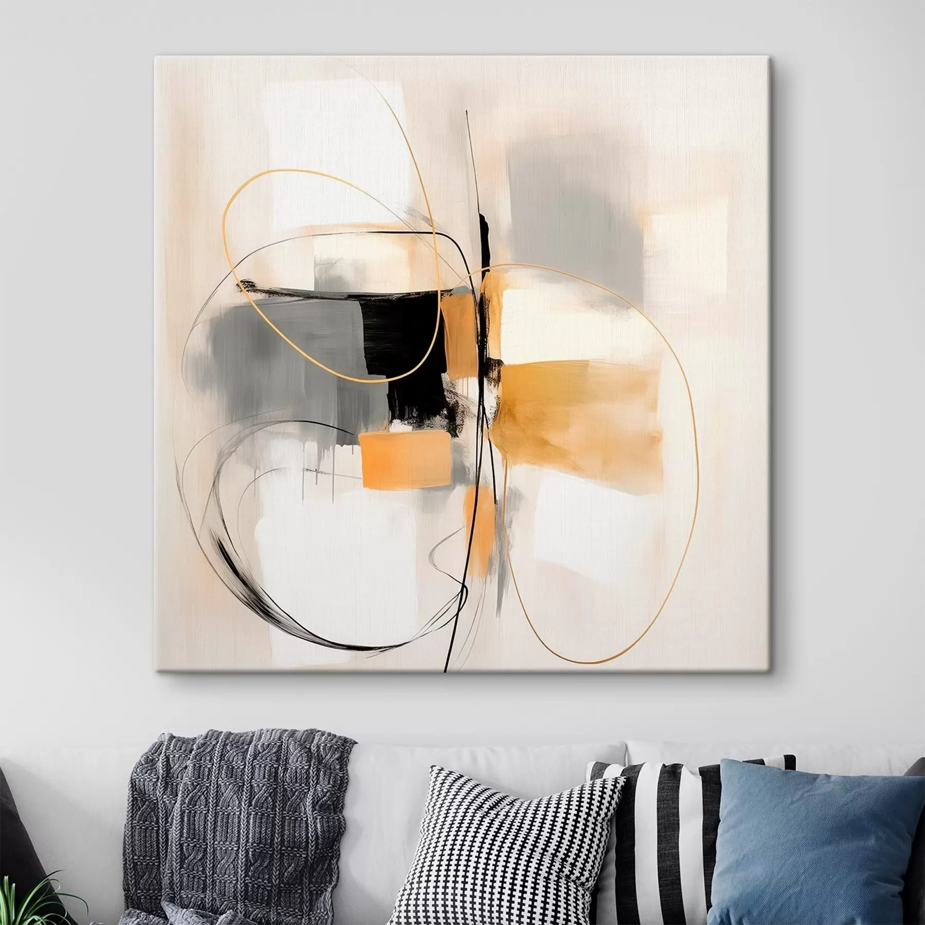 Wandbilder Abstrakt, Linien und Formen im Ölstil s46322