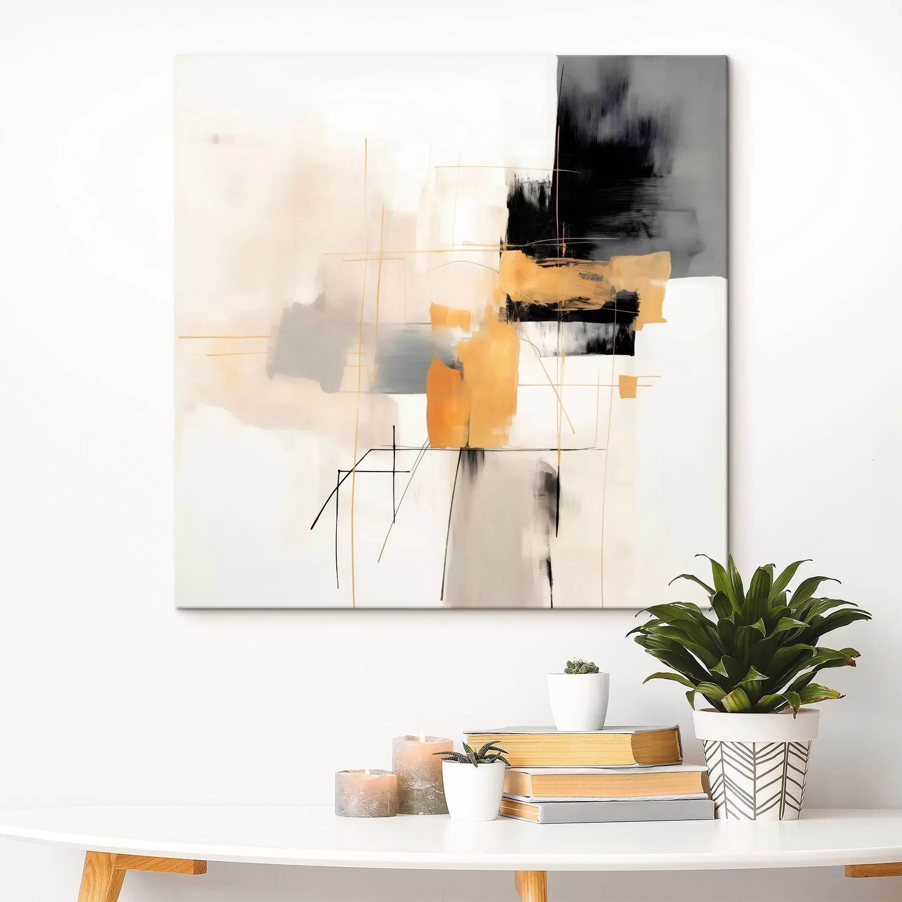 Wandbilder Moderne Malerei, Akzente in Beige, Pfirsich und Graphit s46323
