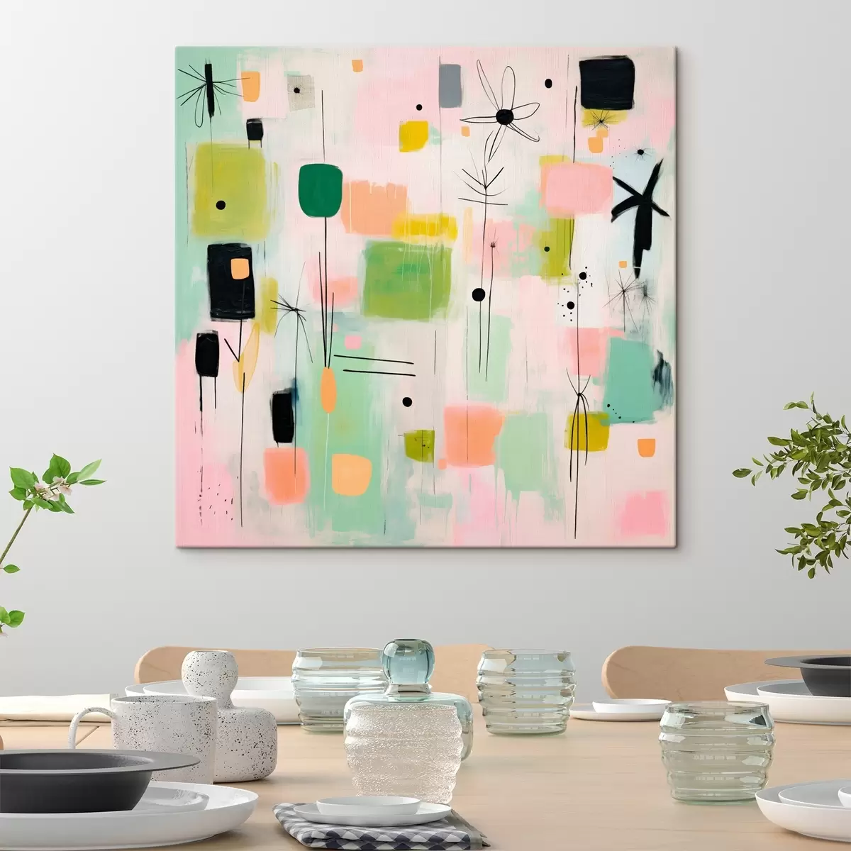 Wandbilder Abstrakte Blumen, leichte Komposition im Ölstil s46325