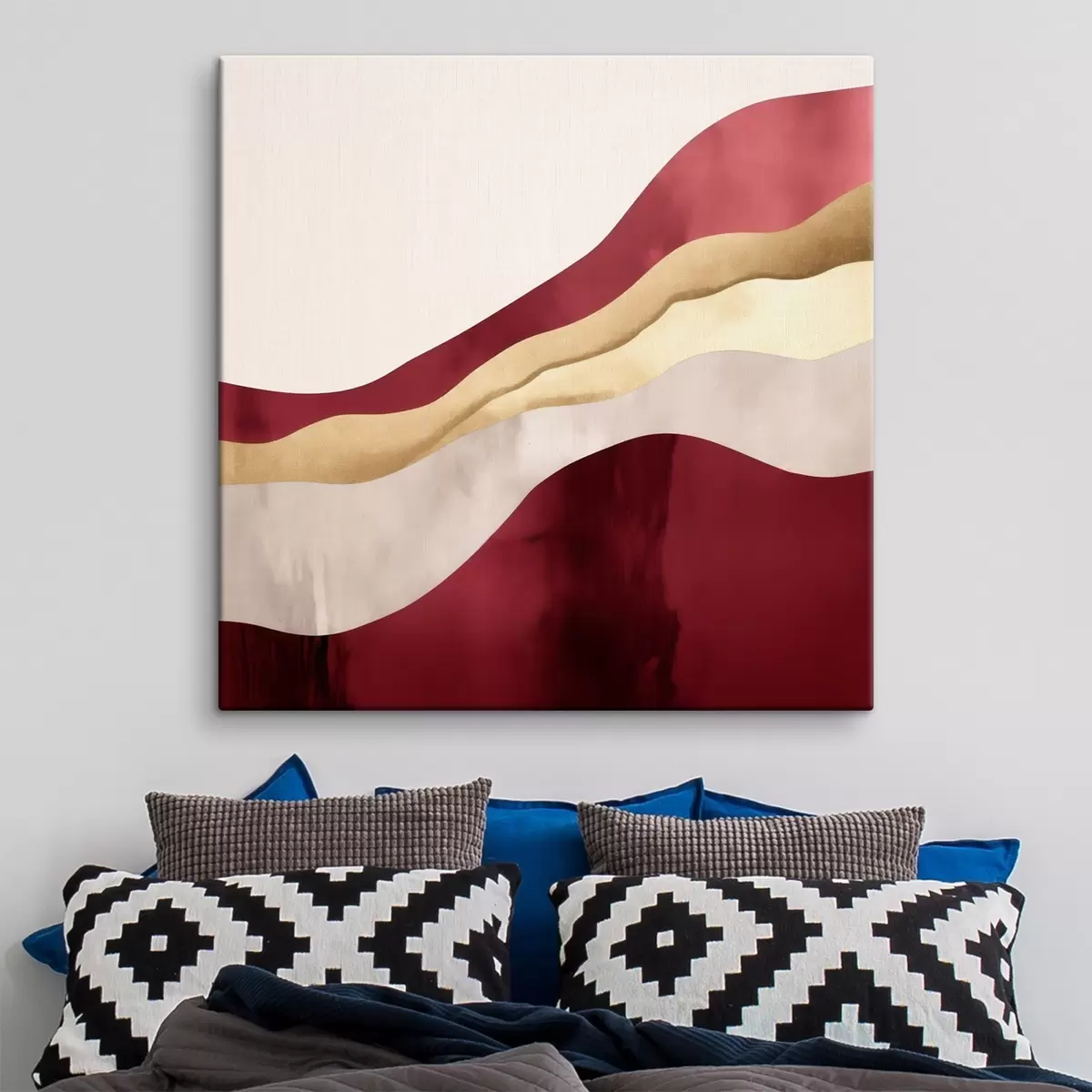 Wandbilder Burgunderrot, Rosa und Sandfarben, geometrischer Stil s46331