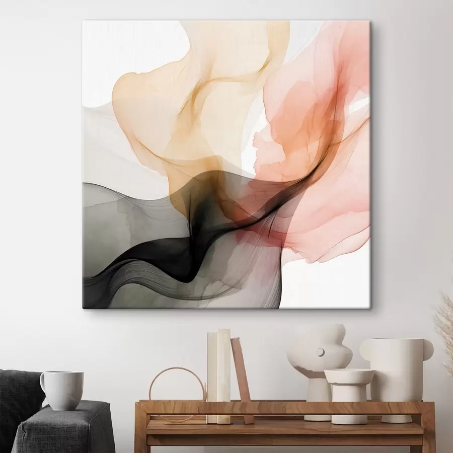 Wandbilder Korallenrot und Grau verschmelzen zu einem zarten Stil s46333