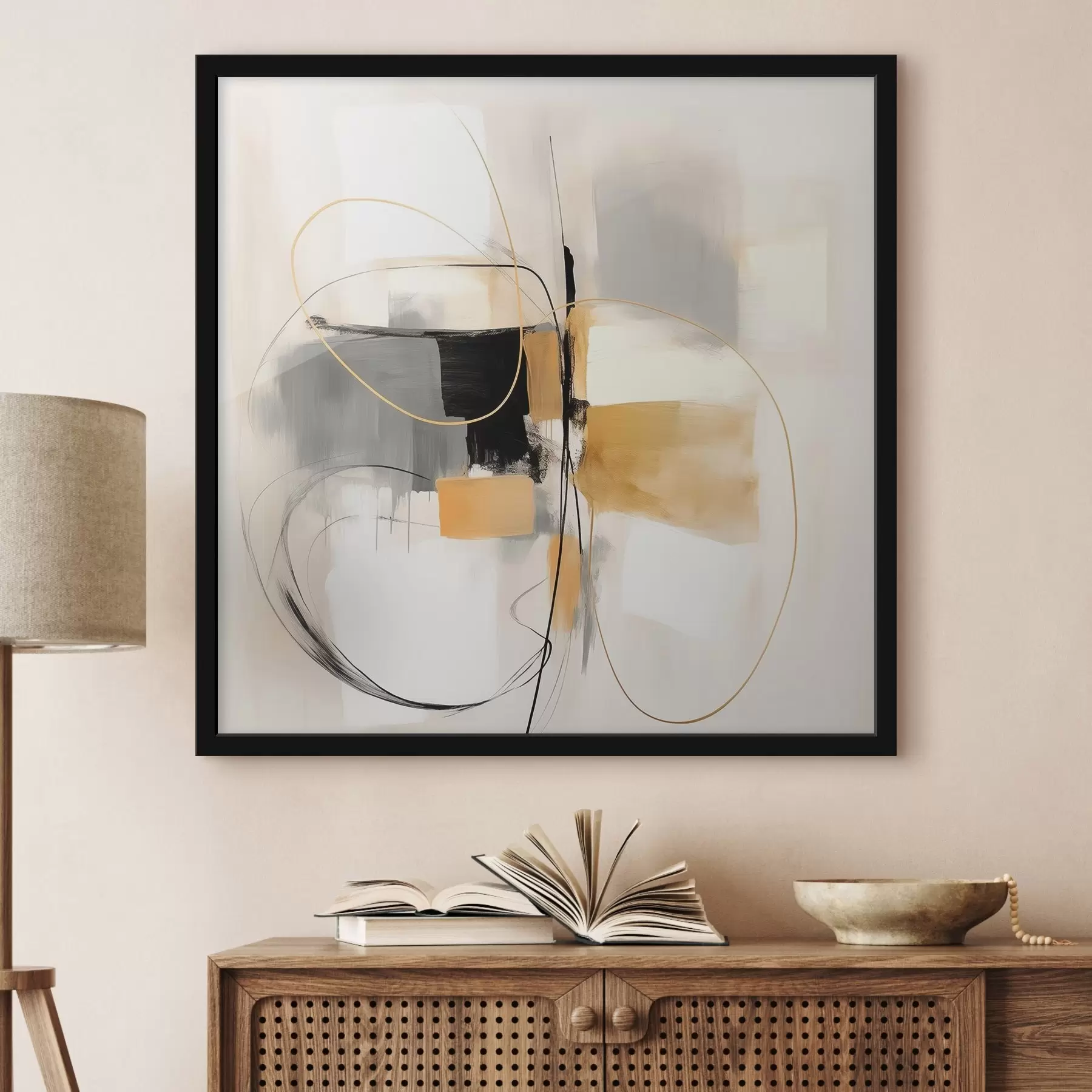 Fototapete Abstrakt, Linien und Formen im Ölstil f46322