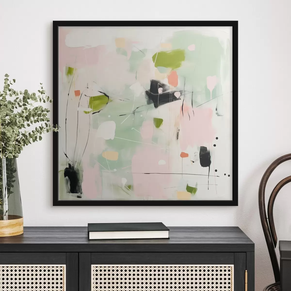 Poster Rosa und Mint, pastellfarbene Pinselstriche f46324