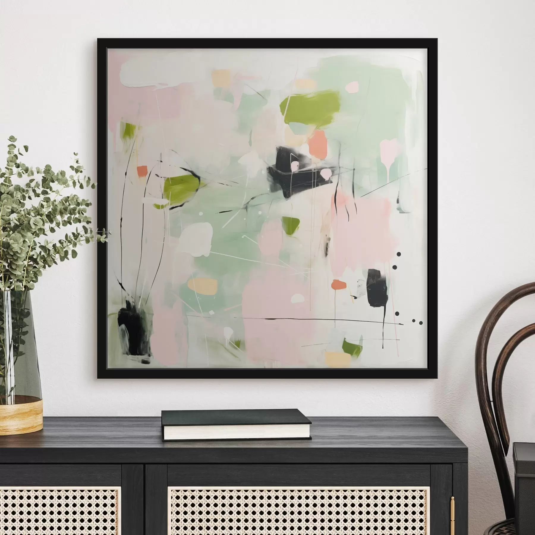 Fototapete Rosa und Mint, pastellfarbene Pinselstriche f46324