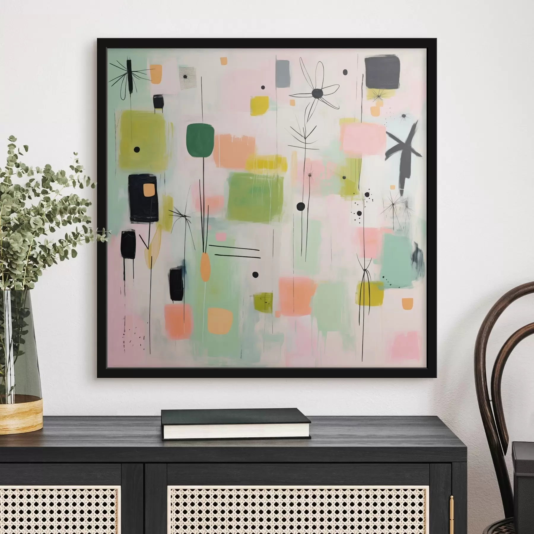 Fototapete Abstrakte Blumen, leichte Komposition im Ölstil f46325