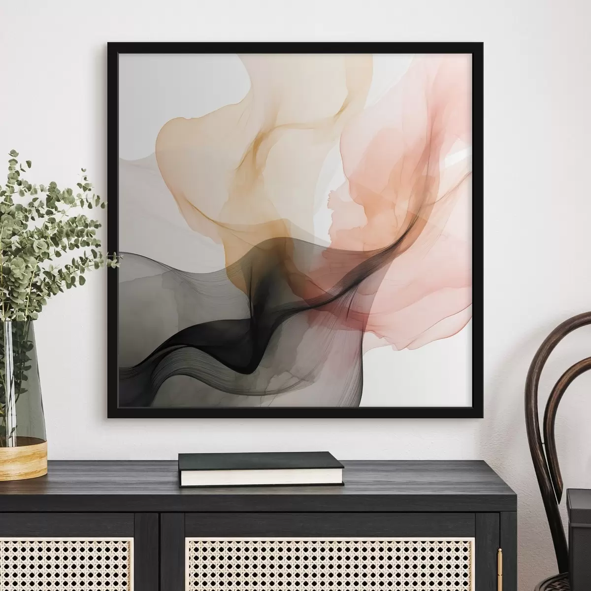 Poster Korallenrot und Grau verschmelzen zu einem zarten Stil f46333