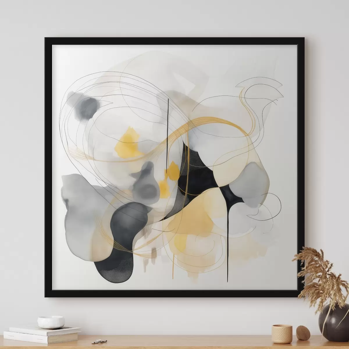 Poster Chaotische Linien und Flecken im modernen Stil f46335