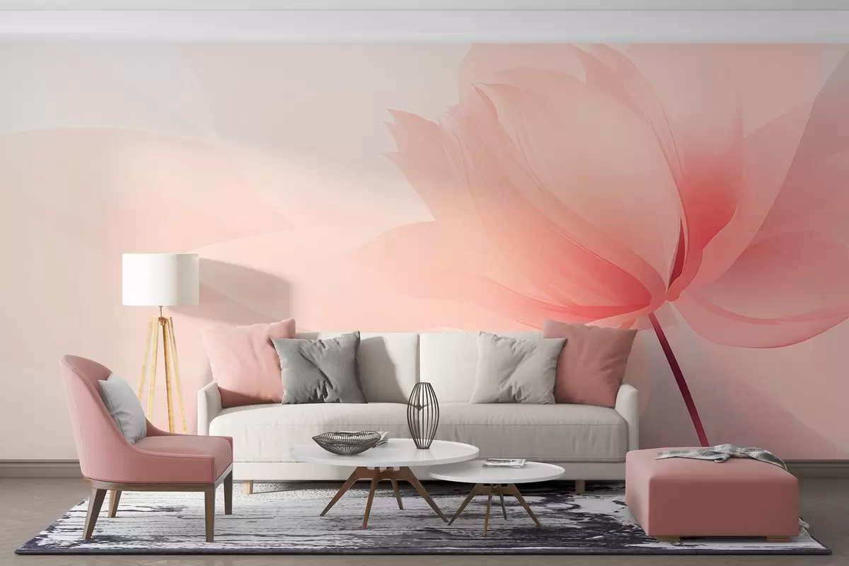 Fototapete Große Blüte in zarten Pfirsich-Rosa-Tönen w09356