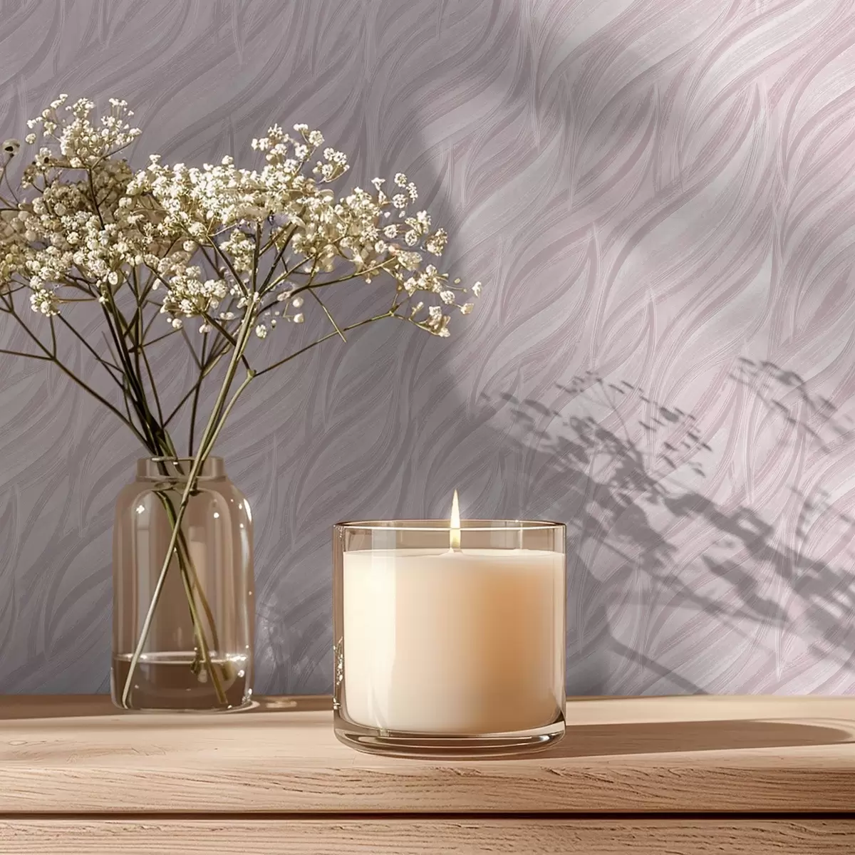 Tapete Strukturierte Pinselwellen, Puderrosa a00688v1