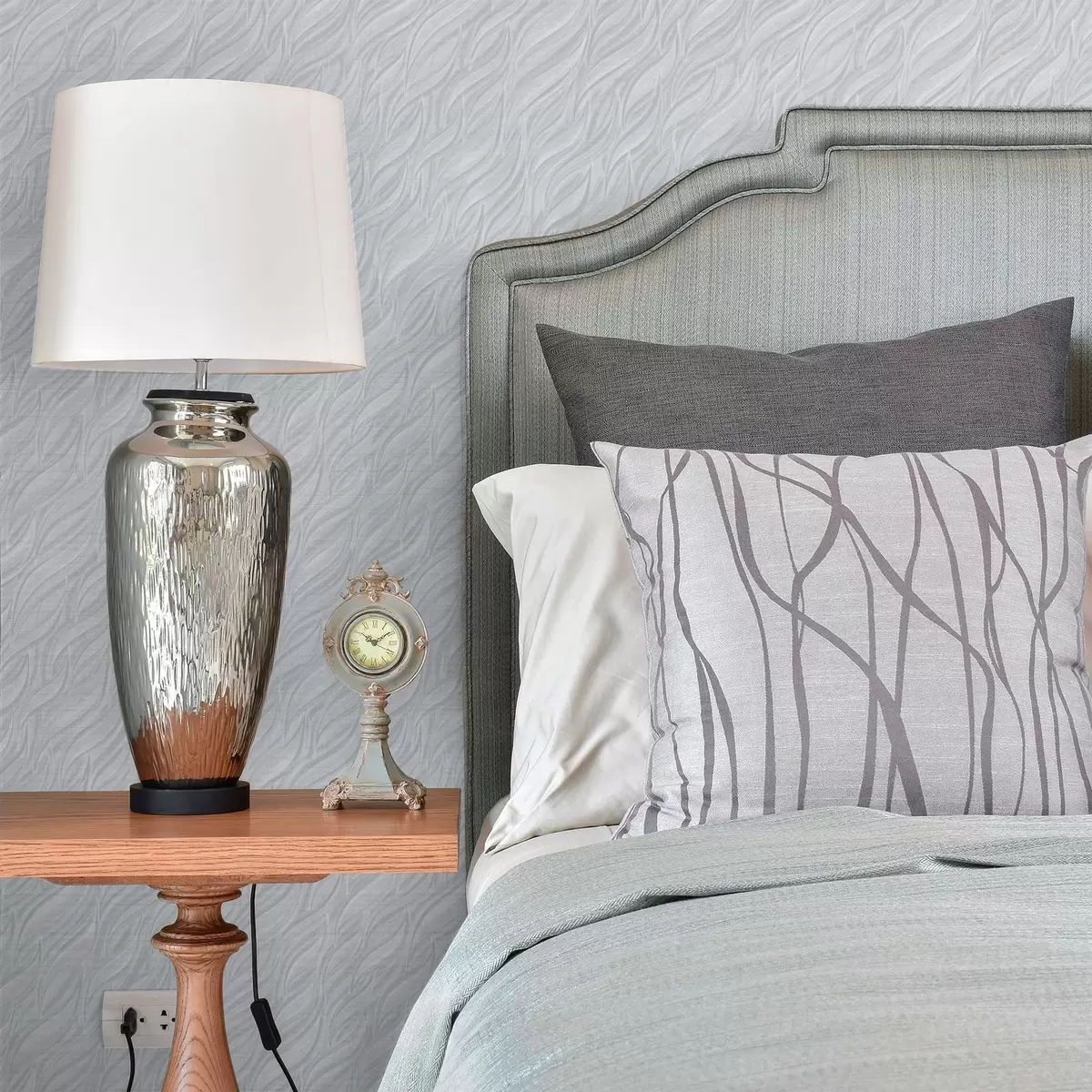 Tapete Strukturierte Pinselwellen, kühles Blaugrau a00688v3