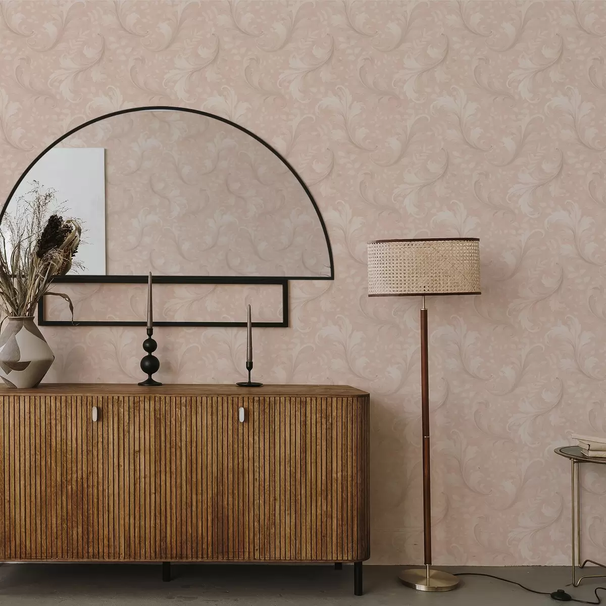 Tapete Akanthusranken auf warmem beigem Grund a00772