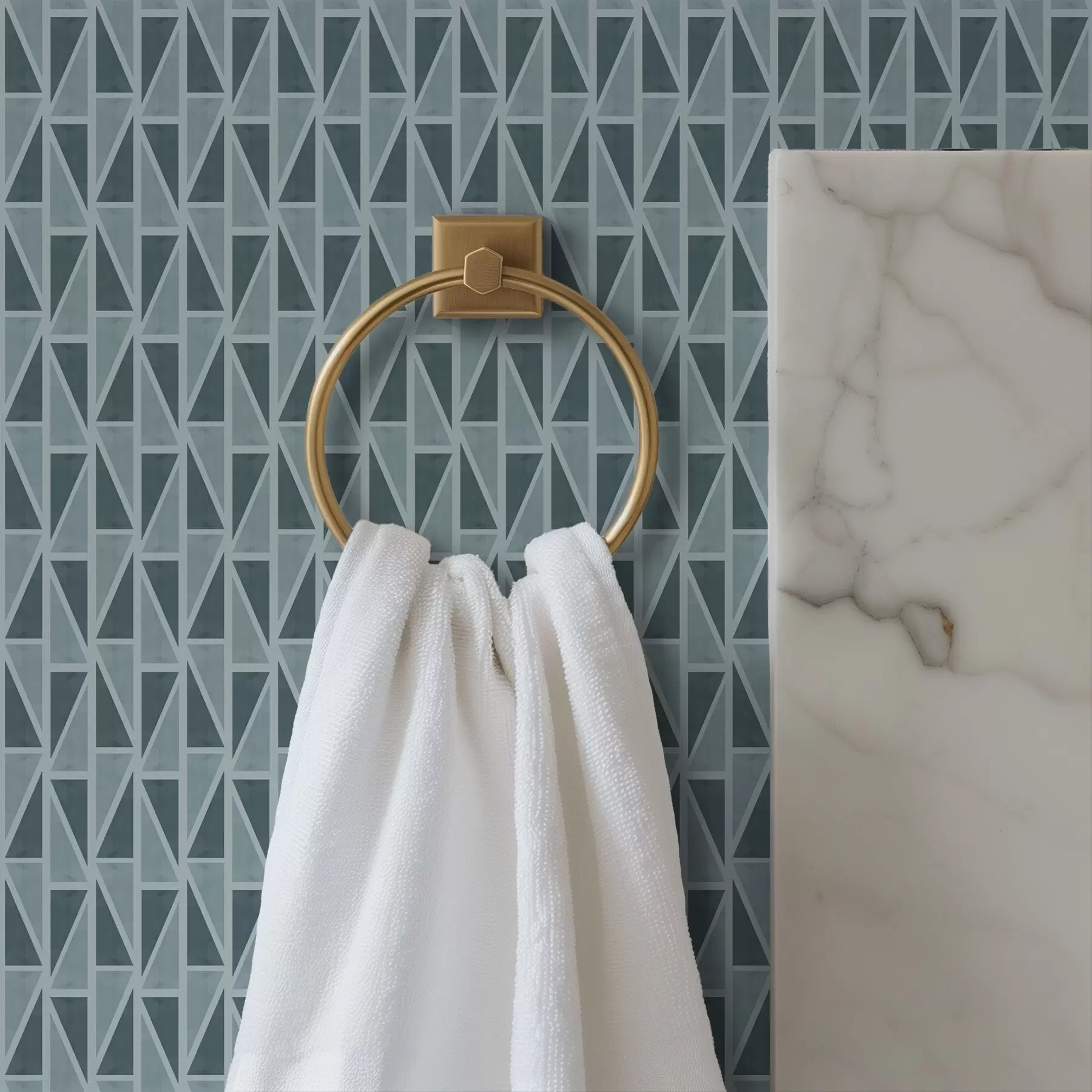 Fototapete Tealfarbenes Glasgitter mit diagonalen Streben a00902