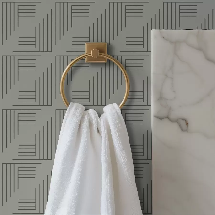 Fototapete Lineare Eckblöcke, die Quadrate auf warmem Grau bilden a00907