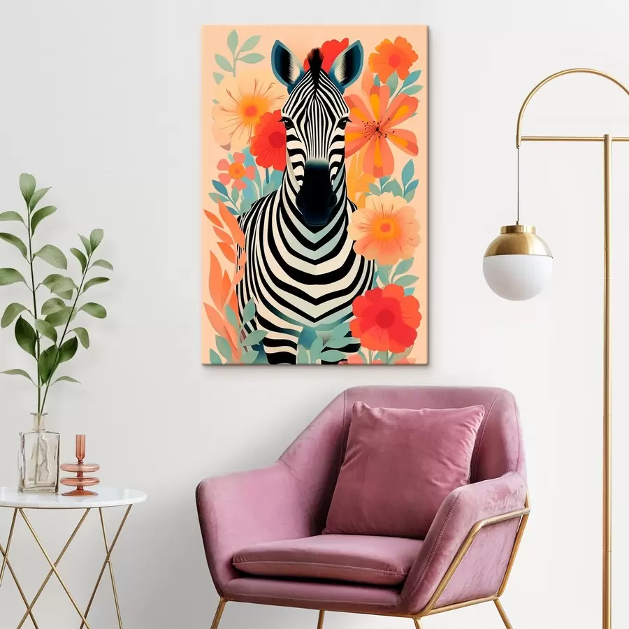 Wandbilder Zebra zwischen Blumen s46457