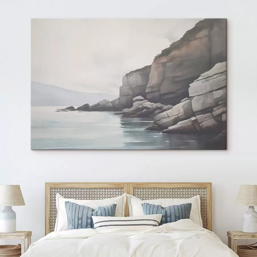 Wandbilder Felsige Küste im Nebel s46464