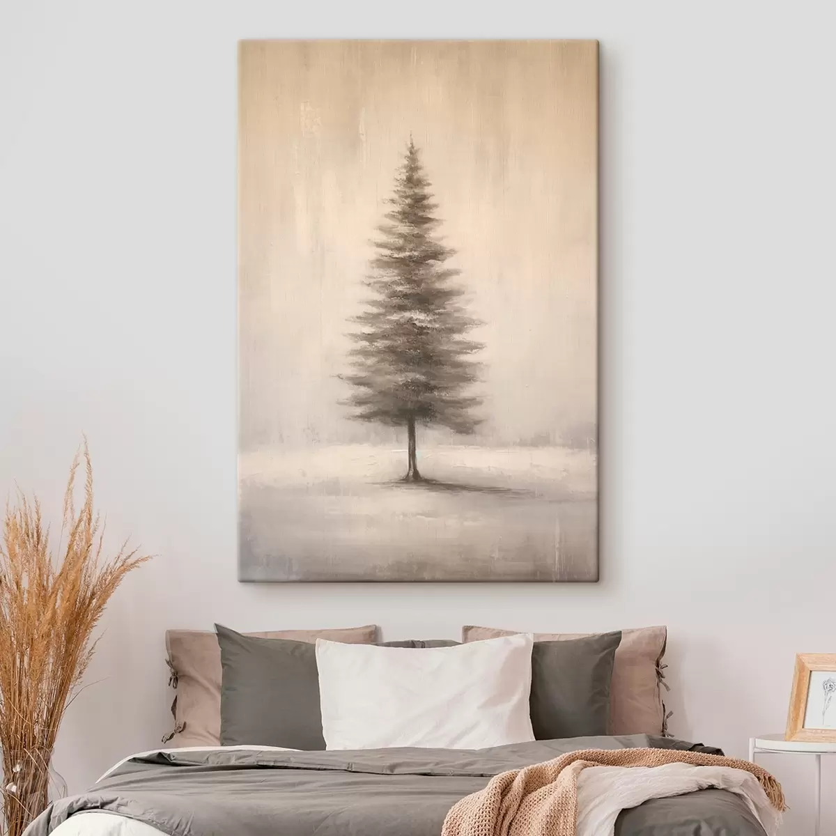 Wandbilder Monochrome Tanne. Minimalistische Winterlandschaft s46465