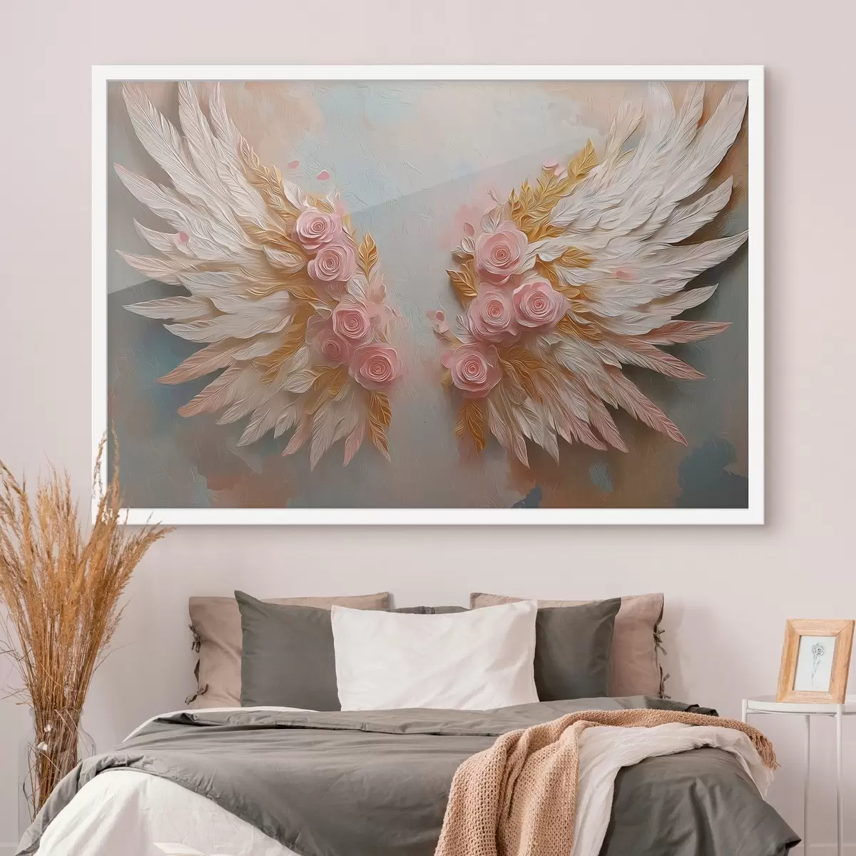 Poster Flügel in den Farben Gelb und Rosa f46551