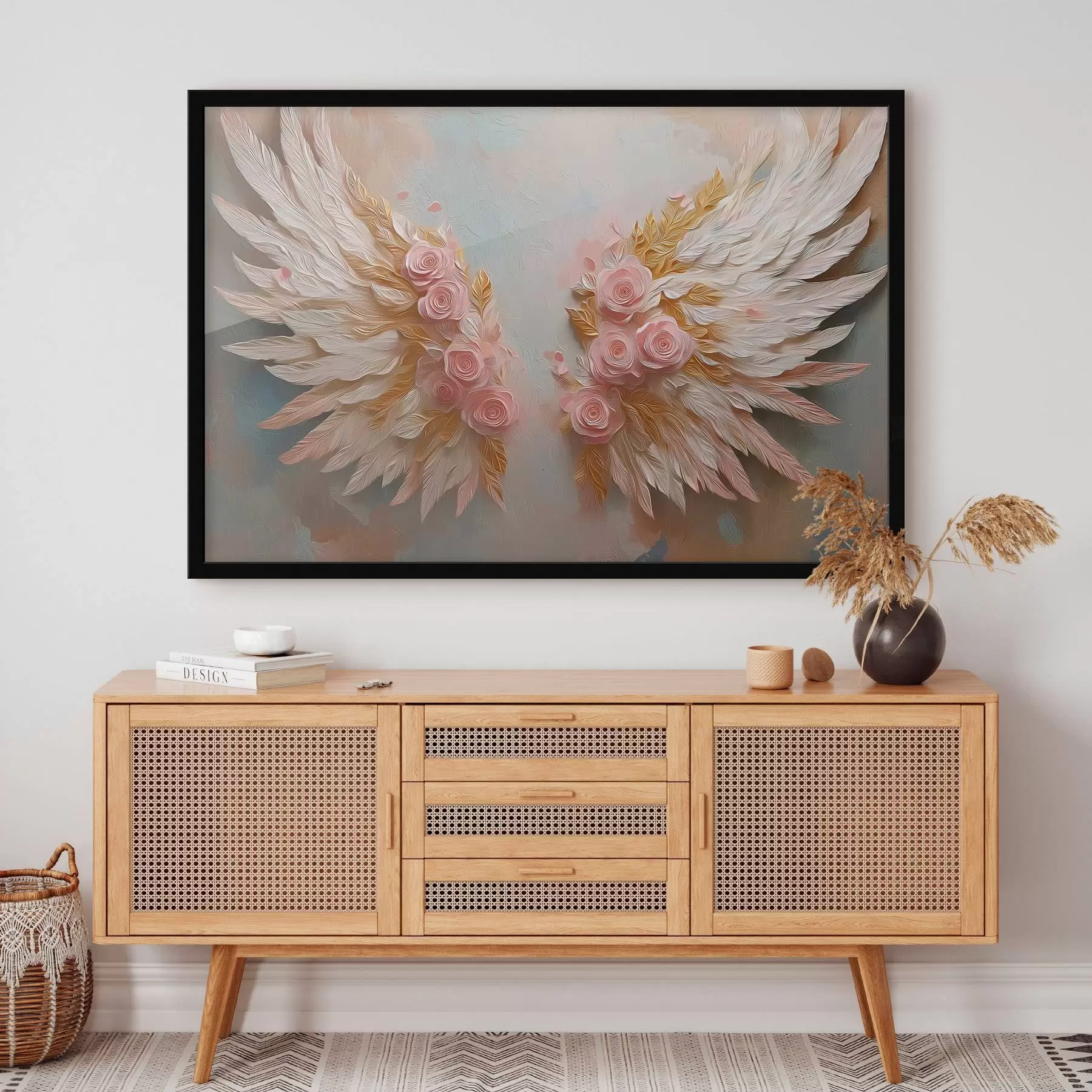 Fototapete Flügel in den Farben Gelb und Rosa f46551