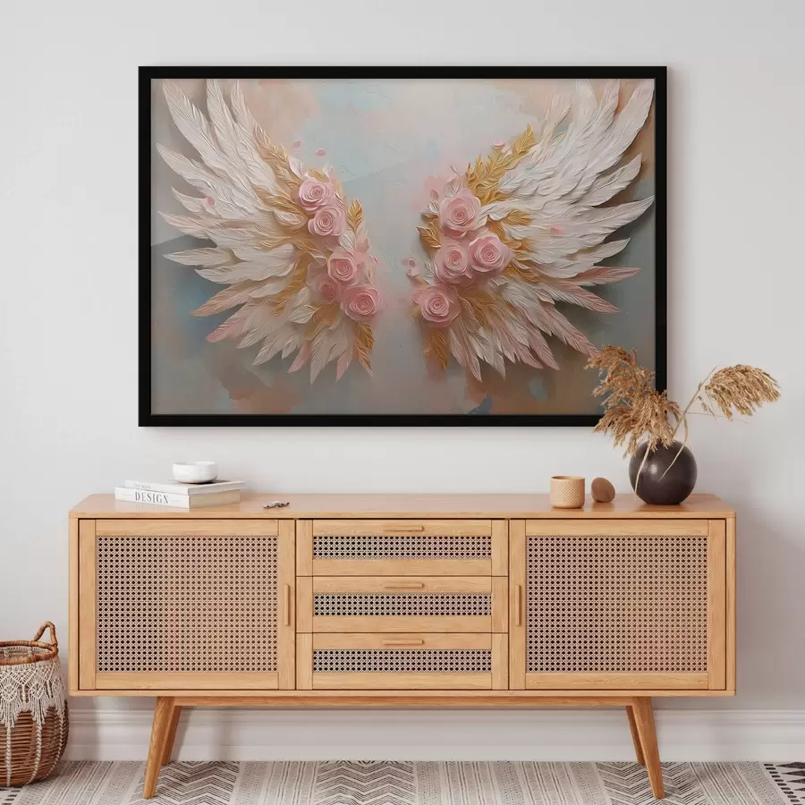 Fototapete Flügel in den Farben Gelb und Rosa f46551