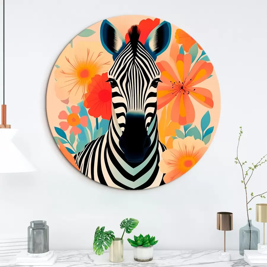 Wandbilder Zebra zwischen Blumen r46457