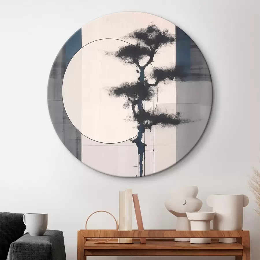 Wandbilder Abstraktion. Baum und Sonne. Japanischer Minimalismus r46463