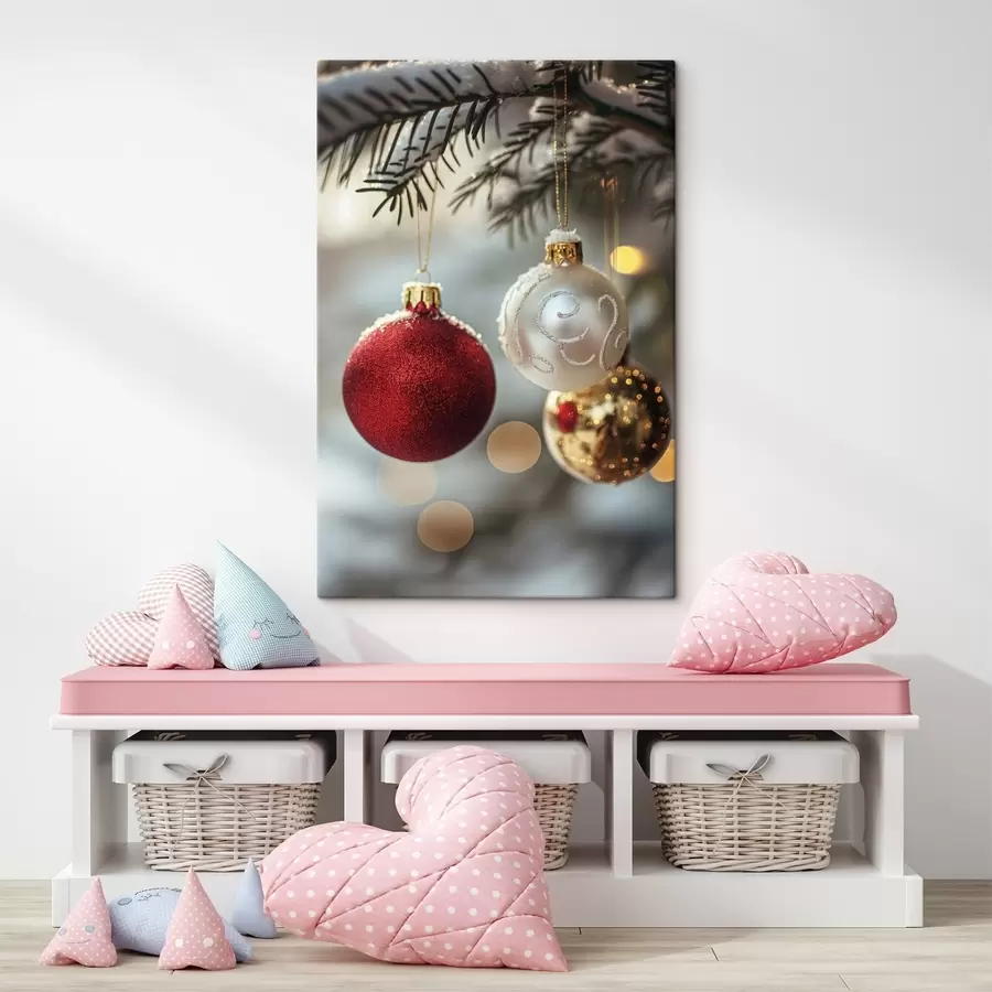 Wandbilder Weihnachtskugeln s46588